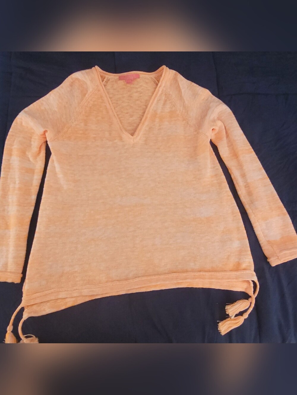 Lilly Pulitzer Jody V-neck, Marl, Cantaloupe, Size L
